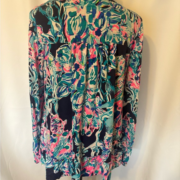 Lily Pulitzer Floral Blouse with Tassels medium - Picture 4 of 10